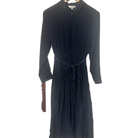 TUCKER ALLYSON INDIGO KITTY CAT DREAMER IN SILK CREPE DE‎ CHINE DRESS SIZE S - Picture 1 of 13
